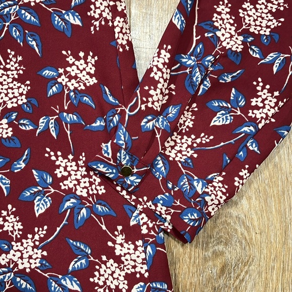 Madewell EUC Floral Dress Button-Back Lined Long Sleeve V-Neck Women's Small S - Picture 5 of 12